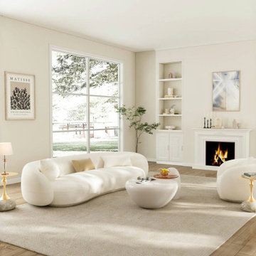 Mid-Century Modern Upholstered Curved Sofa