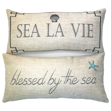 Blessed by the Sea Pillow With Shell and Starfish Pins