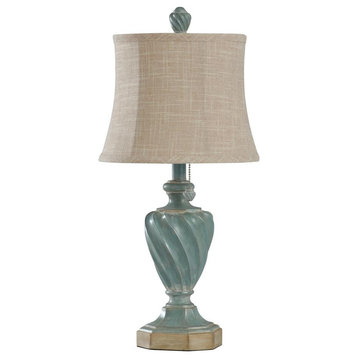Signature 1 Light Table Lamp, Distressed Ocean Blue With Light Brown