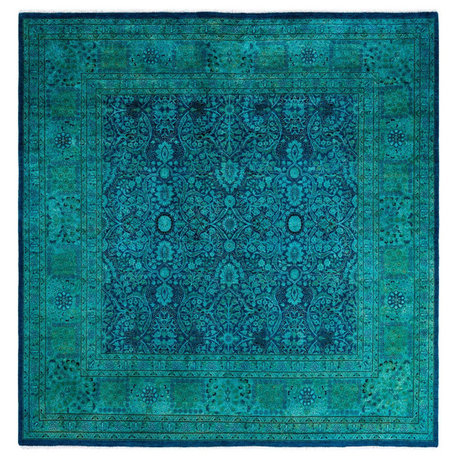 Overdyed, One-of-a-Kind Hand-Knotted Area Rug Blue, 6'3"x6'5"