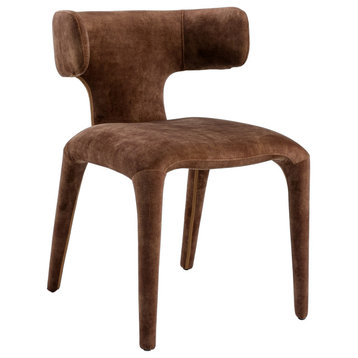 Modrest Saehee Modern Camel Velvet Fabric Dining Chair