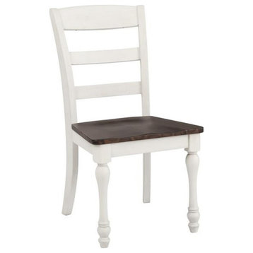 Pemberly Row Wood Ladder Back Side Chairs Cocoa and Coastal White