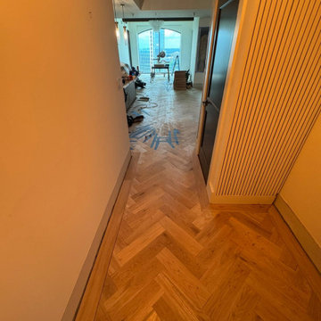 Corridor — Herringbone and Border Before Sanding, Buckhead High-Rise