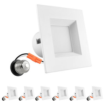 4" Square Recessed LED Can Lights 5 Color Options Dimmable 750 Lumens 6 Pack