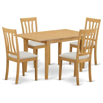 5-Piece Dining Room Set, Kitchen Table and 4 Chairs, Oak