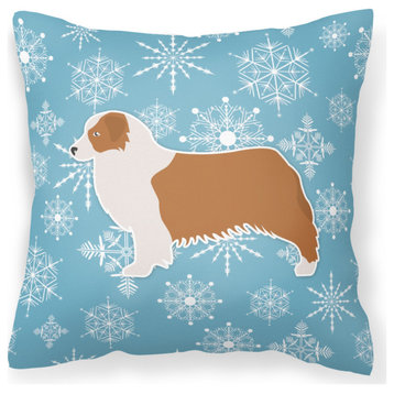 Bb3533Pw1818 Winter Snowflake Australian Shepherd Dog Pillow
