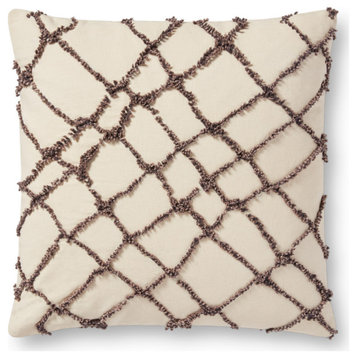 Loloi PLL0043 Ivory / Black 18" x 18" Cover Only Pillow