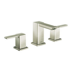 90 Degree Brushed Nickel Two-Handle Low Arc Bathroom Faucet - Products