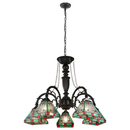 Innes Tiffany 5-Light Mission Large Chandelier 27" Wide