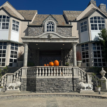 Stucco Renovation – Front Entry in Use (Halloween)