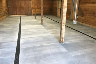 New concrete floor with drains