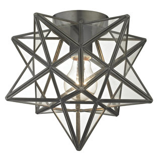 Moravian Star 1 Light Flush Mount, Oil Rubbed Bronze - Mediterranean ...