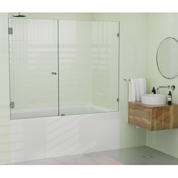 58.25"x66" Frameless Shower Bath Door Wall Hinge, Brushed Nickel
