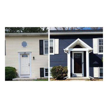 Before and after new siding and front exterior