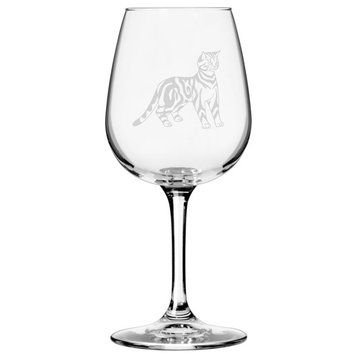 Tabby, Side View Cat Themed Etched All Purpose 12.75oz. Libbey Wine Glass