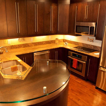 "Corsica" Maple Espresso with Glass Countertops