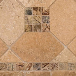 Tuscany Walnut Travertine And Cafe Forest Marble - Tile