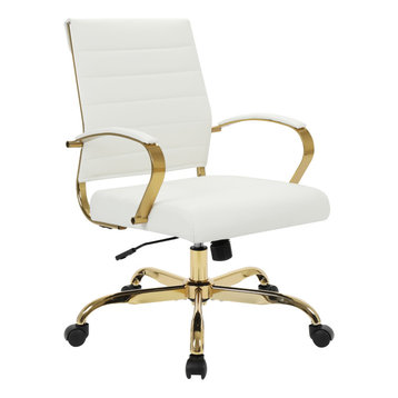 LeisureMod Benmar Modern Adjustable Leather Office Chair in White