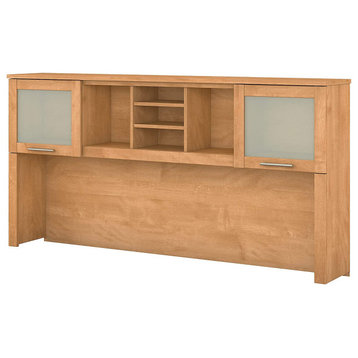 Transitional Hutch, Open Shelves & 2 Lift Up Frosted Glass Doors, Maple Cross