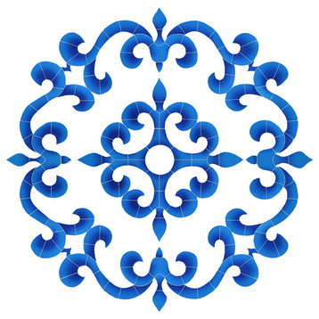 Tuscan Medallion Ceramic Swimming Pool Mosaic 42"x42", Blue