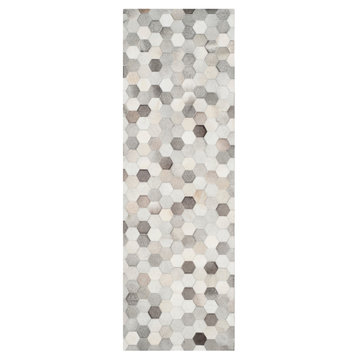 Safavieh Couture Studio Leather Collection STL217 Rug, Ivory/Gray, 2'3"x7'