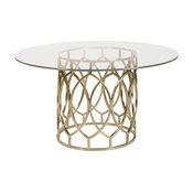 Oriana Modern Classic Gold Pedestal Glass Dining Table
