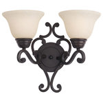 Maxim Lighting International - Manor 2-Light Wall Sconce, Oil Rubbed Bronze - Create a welcoming space with the Manor Wall Sconce. This 2-light wall sconce is finished in oil rubbed bronze with glass shades and shines to illuminate your living space. Hang this sconce with another (sold separately) to frame your mantel or a doorway.