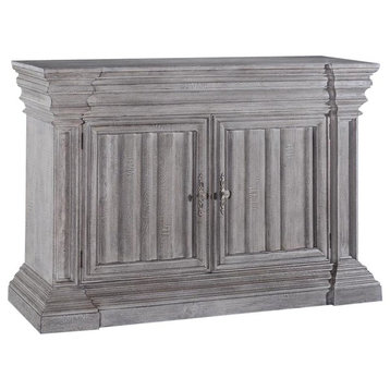 Server Sideboard Gothic Cathedral Weathered Gray Wood  Cornice