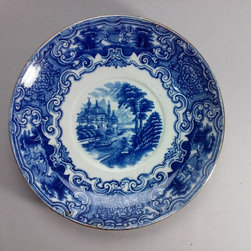 lote de cuatro tazas de desayuno de cer&aacute;mica Pickman. Modelo vistas azul. Princi - Mugs