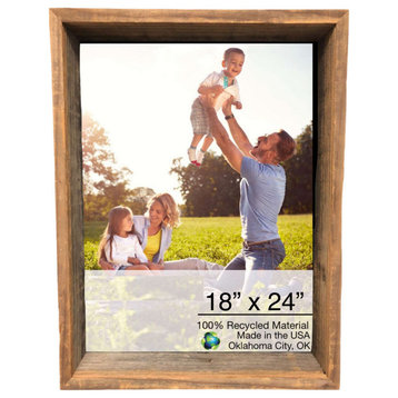 HomeRoots 18x24 Rustic Weathered Grey Picture Frame With Hanger