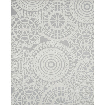 Ezra Transitional Geometric Gray/White Rectangle Indoor/Outdoor Area Rug, 8'x10'