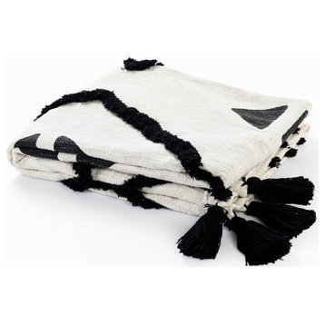 Modern Boho Tufted Diamond Cotton Throw Blanket, 50" x 60"