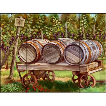 Tile Mural, Wine Barrels by Theresa Kasun