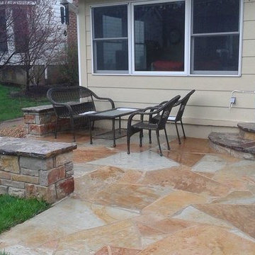 Natural Stone fire pit Stone walls stairs flagstone patio in chesterfield, mo