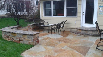 Natural Stone fire pit Stone walls stairs flagstone patio in chesterfield, mo