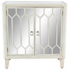 Modern Rectangular White Wood and Glass Geometric Cabinet, 34" x 32L" x 16"