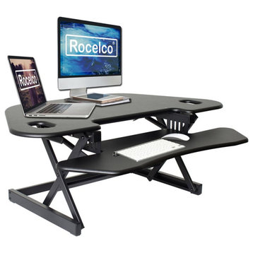 Rocelco 46" Adjustable Corner Standing Desk Converter Black (R CADRB-46)