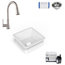 Amplify Undermount Fireclay 18.1" Bar Prep Sink, Pfirst Faucet and Drain