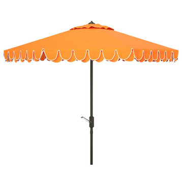 Safavieh Outdoor Elegant Valance 9ft Auto Tilt Umbrella Orange