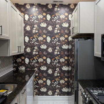 Lakeview Chicago. Kitchen wallpaper installation