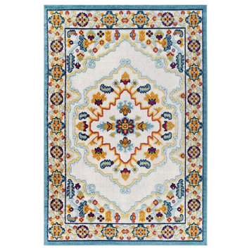 Modway Reflect 94.5x122" Ansel Floral Persian Medallion Area Rug in Multi-Color