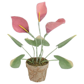 19" Pink and Green Artificial Decorative Calla Lily Plant