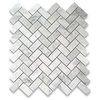 Carrara Marble Herringbone Mosaic Venato Carrera Tile Polished 1x2, 1 sheet