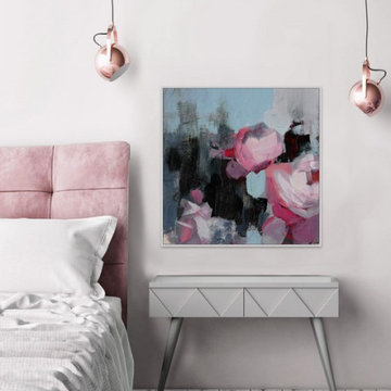 "Pink Dominance" Floater Framed Painting Print on Canvas