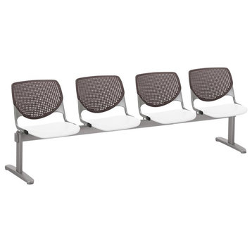 KFI KOOL 4 Seat Reception Bench - Brownstone Backs - White Seats
