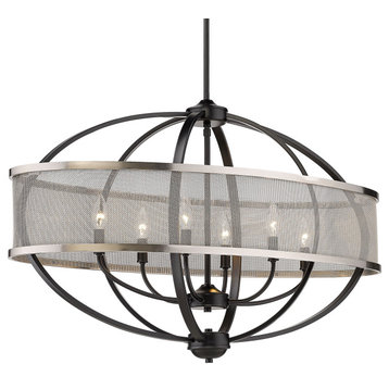 Golden Lighting 3167-LP BLK-PW Colson Linear Pendant (with shade)