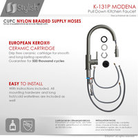 STYLISH Modern Single Handle Pull down Sprayer Kitchen Faucet in Gunmetal