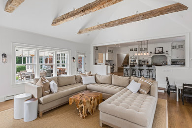 Example of a beach style living room design in New York