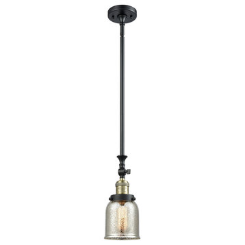 1-Light Small Bell 5" Pendant, Black Antique Brass, Glass: Silver Mercury