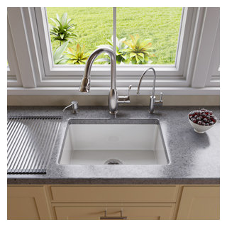 51 Noah's Collection brushed stainless steel commercial double bowl  reversible undermount sink with an integral drain board